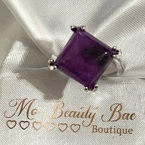 Silver and Purple Gemstone Ring by